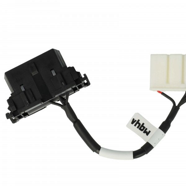 Een close-up van een Adapter OBD2 op 20Pin voor Tesla Model S/X (Vanaf 09/2015) - CAN-bus Interface, in zwart-wit met een vhbw-label, tegen een witte achtergrond.