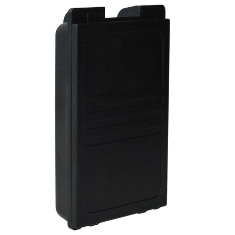 Een zwarte rechthoekige plastic batterij, compatibel met UTX97-zenders, vervangt Autec MH0707L, NC0707L, MH707L en CB71.F; heeft ribbels aan de voorkant en een glad oppervlak.