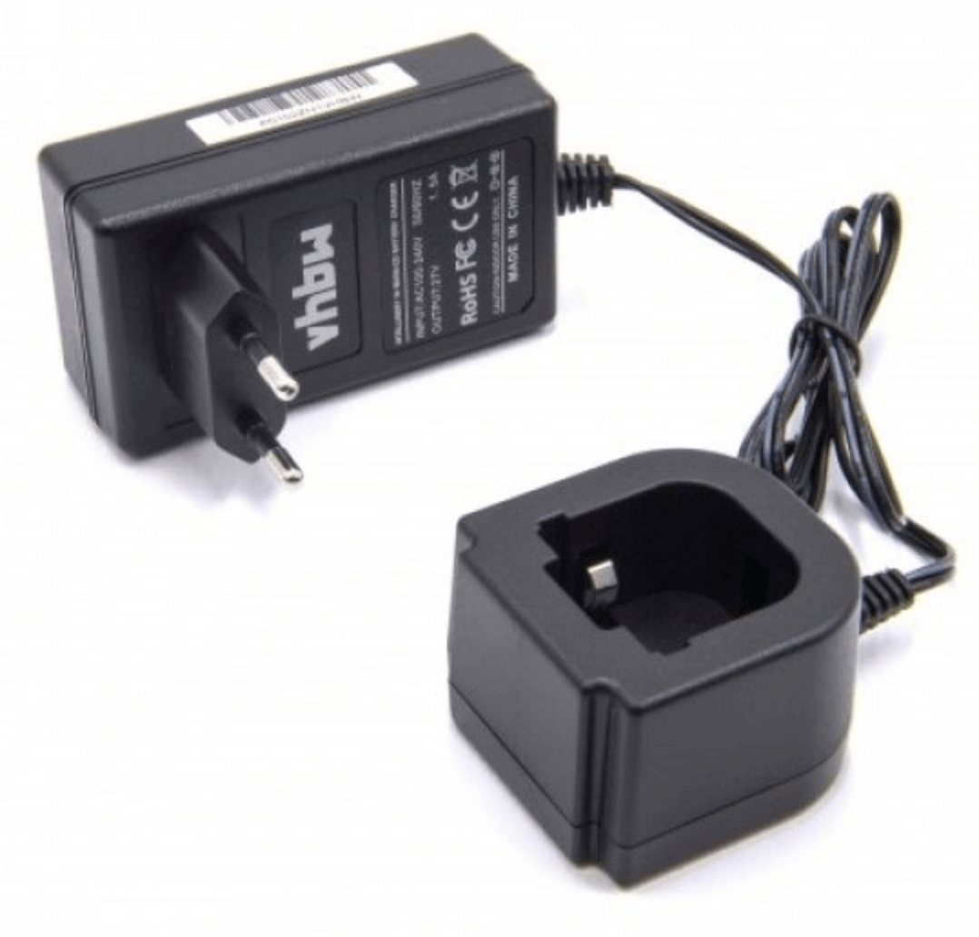 Een zwarte vhbw voedingsadapter en oplaaddock-compatibele vervangende acculader voor Hilti 12V Li-Ion accu's zoals SFB121, SFB126, SFB105, SFB125-perfect voor Hilti SF, SID gereedschap.