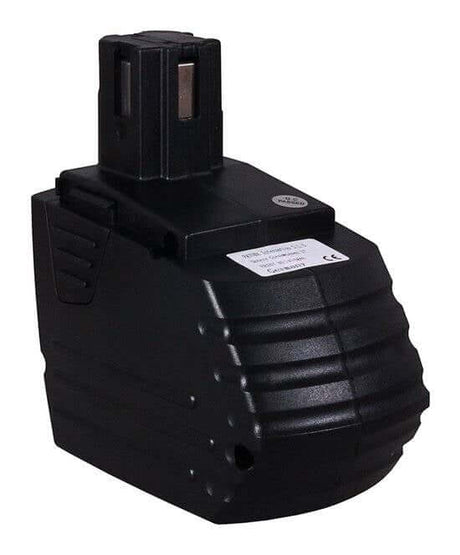 Een zwarte, rechthoekige Hilti 15,6V Ni-MH accu, vervangt SFB144, SFB150, SFB155, B144/3.3, B144/5.2 (2058264/2058263); geribbelde zijkanten en bovenste stekkersleuf; wordt gebruikt als oplaadbare accu voor elektrisch gereedschap.