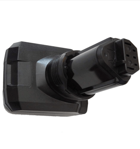 Een zwarte Vervangende Accu voor Milwaukee M12 12V Li-Ion met een rechthoekige basis en uitstekende connector, compatibel met AEG en Ridgid gereedschap. Vervangt M12 B4, L1240-X4, R86048 batterijen.