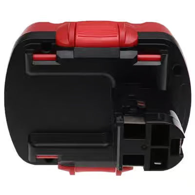 Een zwarte en rode Bosch 14,4V Ni-MH accu, getoond vanaf de connectorzijde met zichtbare contactpunten en een ontgrendelingsvergrendeling; vervangt BAT038, BAT041, BAT140, 2 607 335 264, 2607335263.