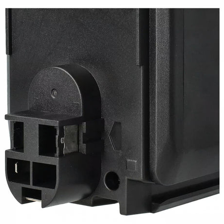 Close-up van een Bosch 24V Ni-MH accu (vervangt BAT240, BAT299, 2 607 335 082, 2607335097) voor GBH 24V en BTI/Ramset systemen, met een detail van de zwarte rechthoekige behuizing met aansluitingen en sleuven.