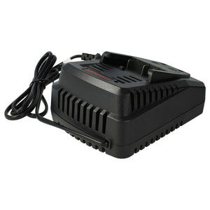 Een zwarte Bosch lader voor 14,4V & 18V Li-Ion accu's, compatibel met BAT607, BAT614, BAT618 en vervangt 2 607 336 078, 2607336078 (DDS180-serie), met koelingsventilatie en netnoer, getoond op een witte achtergrond.