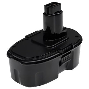 Deze zwarte, rechthoekige DeWalt 18V Ni-MH accu vervangt DC9091, DC9096, DE9091, DE9094, DE9502, DW9091, DW9094 en past op 18V gereedschap met DE90xx en DW90xx accu's als compatibele vervangingsaccu.