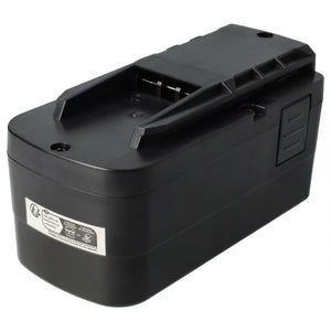 Een zwarte Festool 12V Ni-MH accu 3300mAh (vervangt BPS12C, BPS12, BP12, 114064, 491246, 498336); oplaadbaar met etiket op de zijkant en aansluitklemmen plus vergrendelingsmechanisme zichtbaar bovenop voor betrouwbare prestaties.