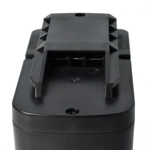 Close-up van een Festool 12V Ni-MH accu 3300mAh (vervangt BPS12C, BPS12, BP12, 114064, 491246, 498336), zwarte rechthoekige accu met groeven aan de bovenkant voor elektrisch gereedschap of elektronica, tegen een witte achtergrond.