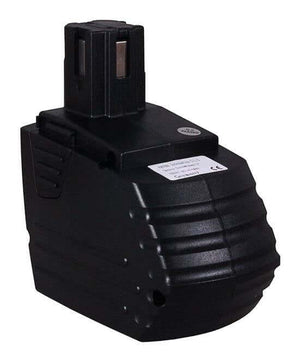 Een zwarte, rechthoekige Hilti 15,6V Ni-MH accu, vervangt SFB144, SFB150, SFB155, B144/3.3, B144/5.2 (2058264/2058263); geribbelde zijkanten en bovenste stekkersleuf; wordt gebruikt als oplaadbare accu voor elektrisch gereedschap.