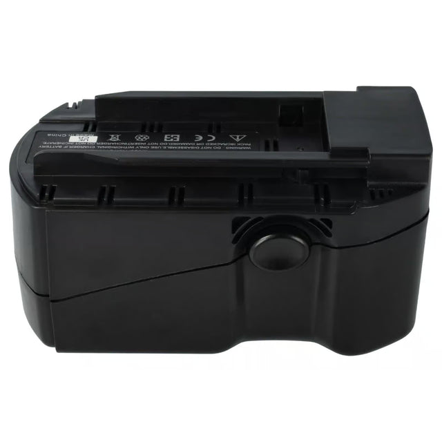 Een zwarte Hilti 24V Ni-MH accu, ter vervanging van B24/2.6, B24/3.3, B24/4.0, B24/5.2, SFB240 (2058261, 2058262), heeft een rechthoekige vorm met een gebogen zijkant plus sleuf en knop; compatibel met de TE 2-A; afgebeeld op een witte achtergrond.