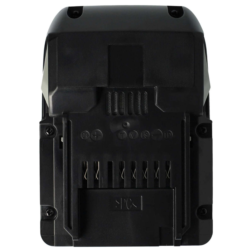 Zwarte rechthoekige acculader voor draadloos elektrisch gereedschap met laadindicatorsymbolen, compatibel met Hitachi 25,2V Li-Ion accu - vervangt BSL2530, BSL2540, 328033, 328034, BSL2520; van bovenaf afgebeeld op een witte achtergrond.