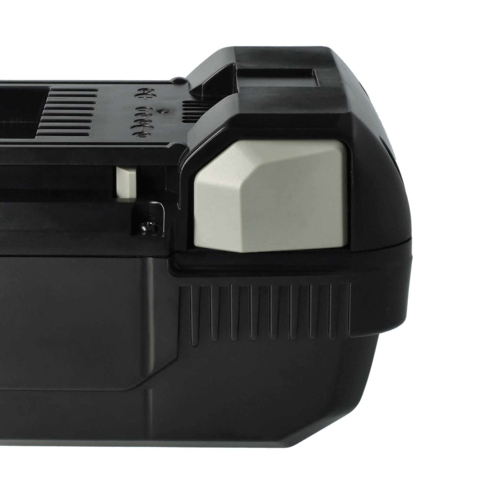 Close-up van een zwart-grijze Hitachi 25,2V Li-Ion accu, compatibel met BSL2530, BSL2540, 328033, 328034 en BSL2520, tegen een witte achtergrond.