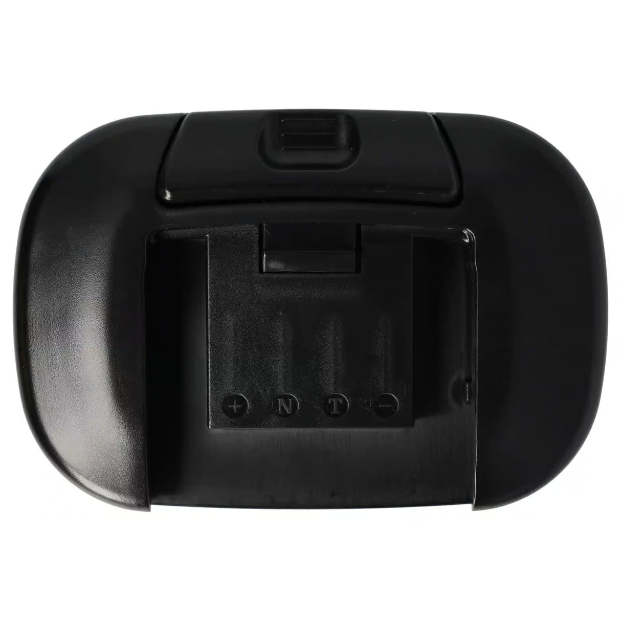 Zwart kunststof batterijvakdeksel met zichtbare polen, ontworpen voor de Senco 14,4V Ni-MH accu - vervangt PPA014, PPA014B - voor DS202, DS205, DS212; gefotografeerd op een witte achtergrond.