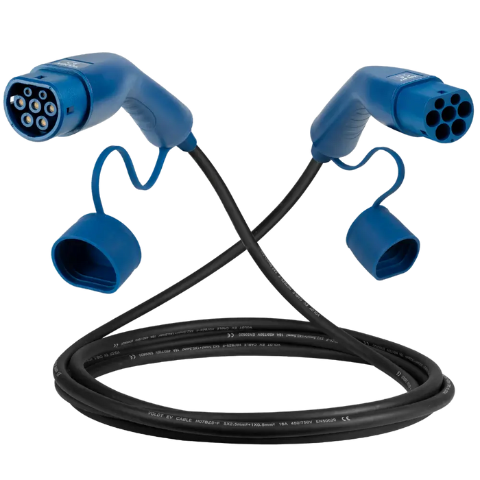 Voldt Type 2 Laadkabel | 11 kW – 16A (3-Fase) – 5 tot 40 meter