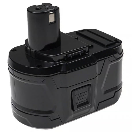 De Ryobi 18V ONE+ XL Accu Li-ion (7,5Ah, 7500mAh High-Output) is een oplaadbare zwarte accu met een rechthoekige basis en rechtopstaande aansluitklem - een ideale vervanging voor compatibele elektrische gereedschappen.