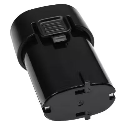 Een zwarte oplaadbare accu voor Makita CL070 7,2V Li-Ion, met een rechthoekige behuizing met afgeronde uiteinden en zichtbare aansluitklemmen - ideaal als vervangende accu stofzuiger of voor elektrisch gereedschap en elektronica.