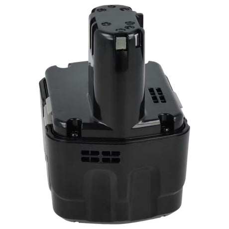 Een zwarte Accu voor Hitachi BCL 1415 14,4V Li-Ion accu met een rechthoekige basis en rechtopstaande connector, ontworpen voor Hitachi elektrisch gereedschap, afgebeeld tegen een witte achtergrond.