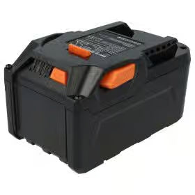 Een zwarte rechthoekige Li-ion vervangingsaccu voor professioneel gereedschap, met oranje releaseknoppen en specificatielabel bovenop-geschikt als AEG Pro18V Accu (L1815R / L1830R / L1840R).