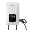 De Laadpaal Growatt THOR 11kW/22kW Wifi RFID 4G is een EV-laadstation voor aan de muur met een digitaal display en geïntegreerde kabel voor efficiënt, slim opladen thuis of op het werk.