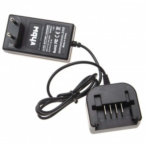 Een vervangende acculader voor Worx 16V Li-Ion, geschikt voor WA3527/WA3539 accu's en compatibel met Worx WX156 & 16V gereedschap. Inclusief adapter met Europese stekker en vier laadcontacten. Merk: vhbw.